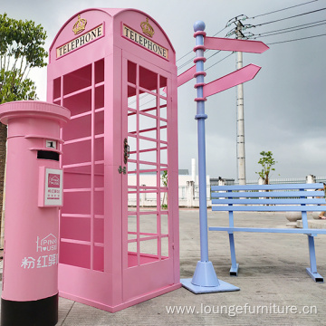 Decorative Pink Iron Interior London Telephone Booth